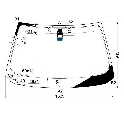 Лобове скло BMW 5 E60 2003-2006 (Pilkington) датчик