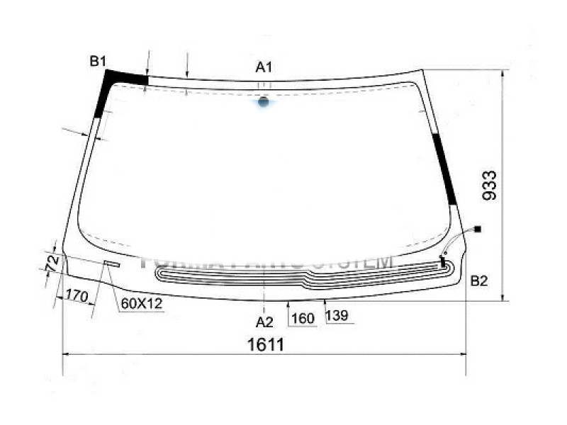 Лобове скло BMW 7 E65 / E66 01-08 (Sekurit) обігрів, 51317143290