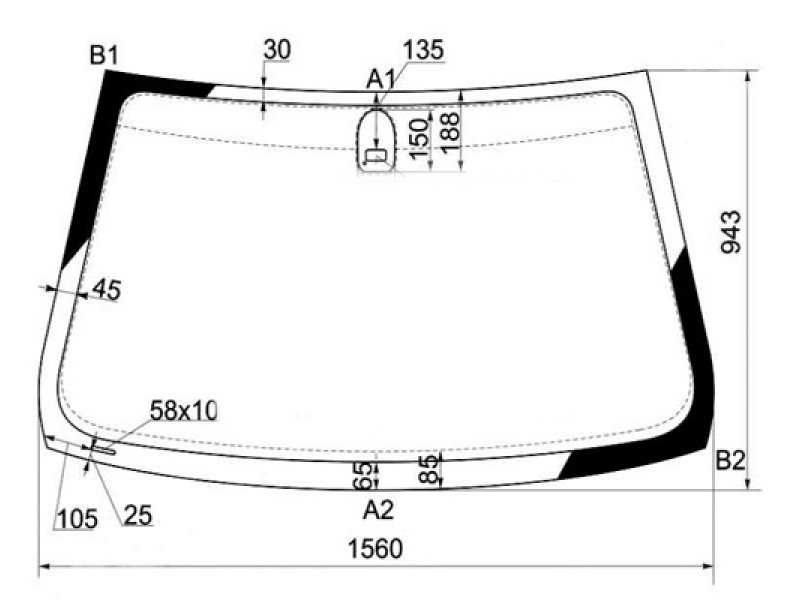 Лобове скло BMW X5 E53 02-06 (Pilkington) під датчик