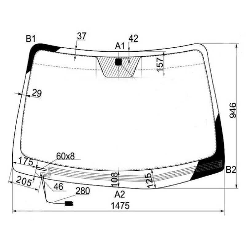 Лобове скло Hyundai Santa Fe 2 06-10 (XYG) обігрів