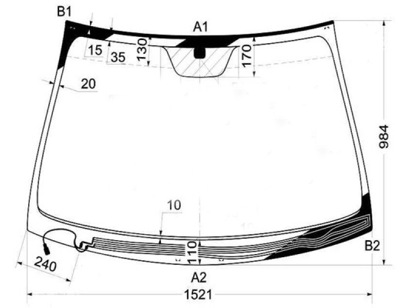 Лобове скло Hyundai Sonata NF 05-10 (Sekurit) з обігрівом