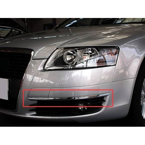 Молдинг переднього бампера лівий Audi A6 C6 2005-2008 хром 4F0853065