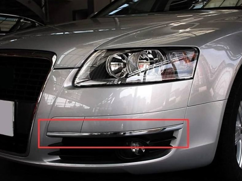 Молдинг переднього бампера лівий Audi A6 C6 2005-2008 хром 4F0853065