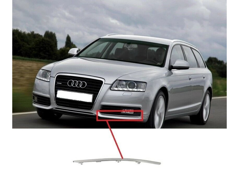 Молдинг переднього бампера лівий Audi A6 C6 2008-2011 хром 4F0853065A2ZZ