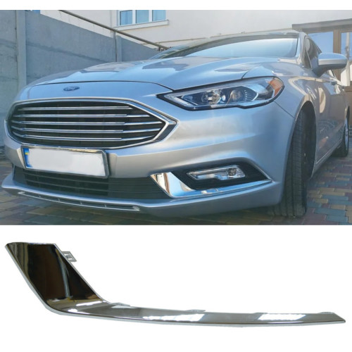 Молдинг переднього бампера лівий Ford Fusion, Mondeo 5 2017-2019 (Тайвань) хром HS7Z15266AB