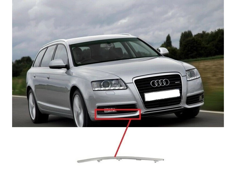 Молдинг переднього бампера правий Audi A6 C6 2008-2011 хром 4F0853066A2ZZ