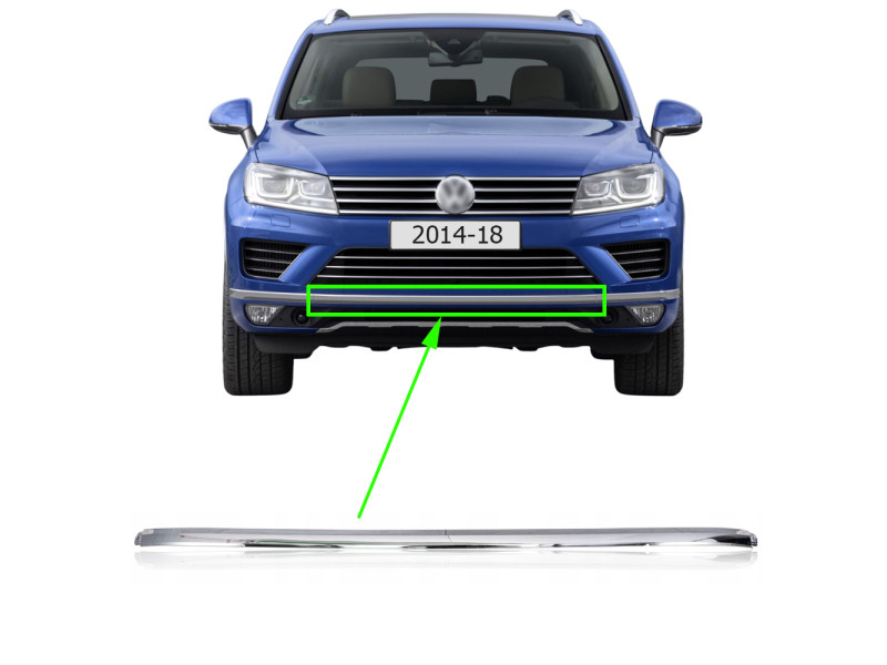 Молдинг переднього бампера середній VW Touareg R-Line 14-18(Тайвань) хром 7P68532452ZZ 