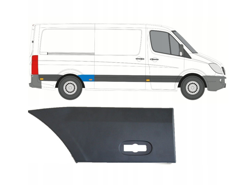 Задній правий молдинг перед колесом Mercedes Sprinter W906, VW Crafter 1 2006-2018 TW 9066902682