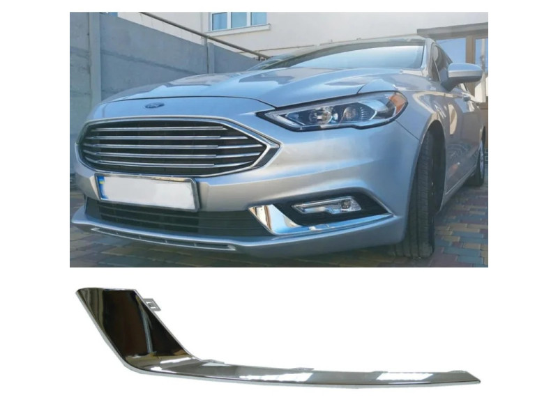 Накладка бампера хром ліва Ford Fusion, Mondeo 5 17-19 молдинг (Китай) HS7Z15266AB