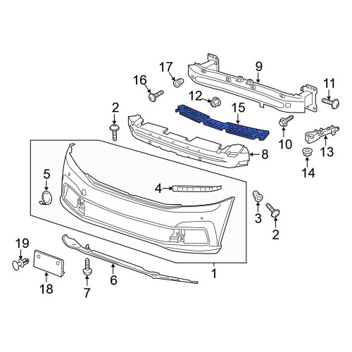 Направляюча переднього бампера VW Passat B8 USA 2015-2019 FPS 561805706C