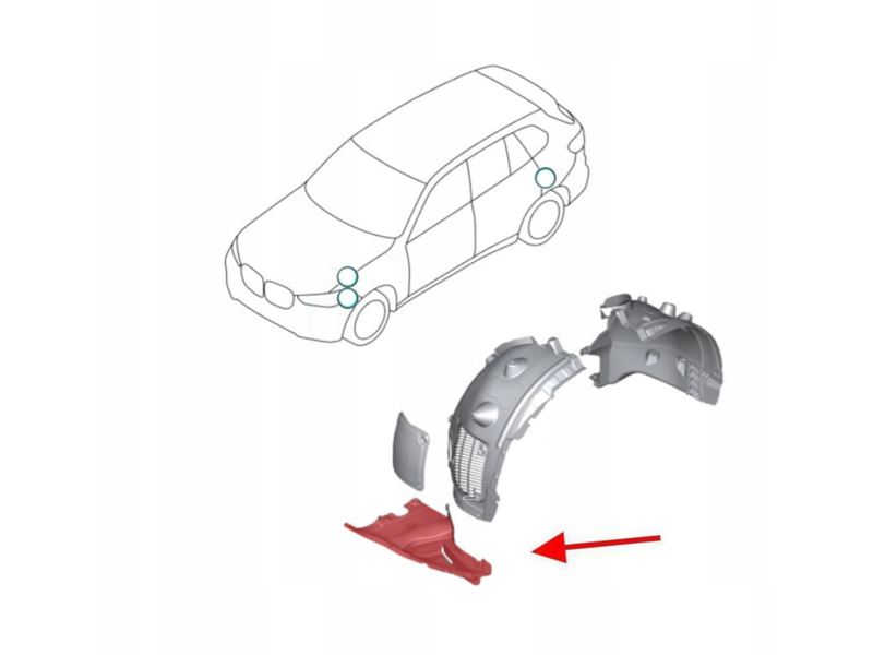 Підкрилок передній лівий, нижня частина BMW X5 M G05 2018- Тайвань 51718069307