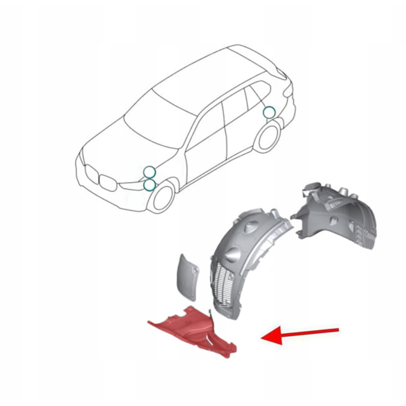 Підкрилок передній лівий, нижня частина BMW X5 M G05 2018- Тайвань 51718069307