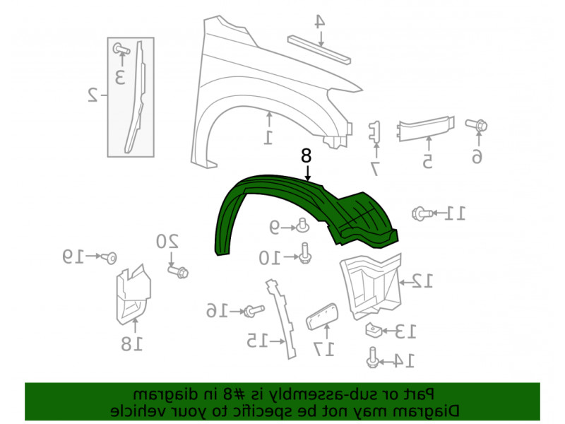 Підкрилок передній правий задня частина Toyota Sequoia / Tundra 2007-2015 FPS  53807-0C010
