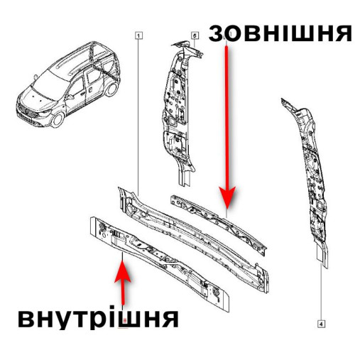 Панель кузова задня зовнішня Dacia Dokker/Lodgy; Renault Express 2012- FSP 791027510R
