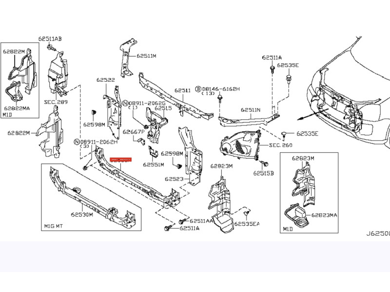 Панель передня нижня Nissan X-Trail T31 2008-2014 Tempest 62530JG30A 
