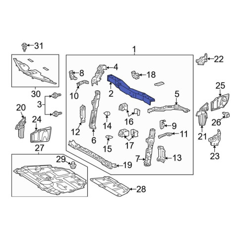 Панель передня верхня середня Toyota Prius XW30 2009-2015 FPS 5320812560