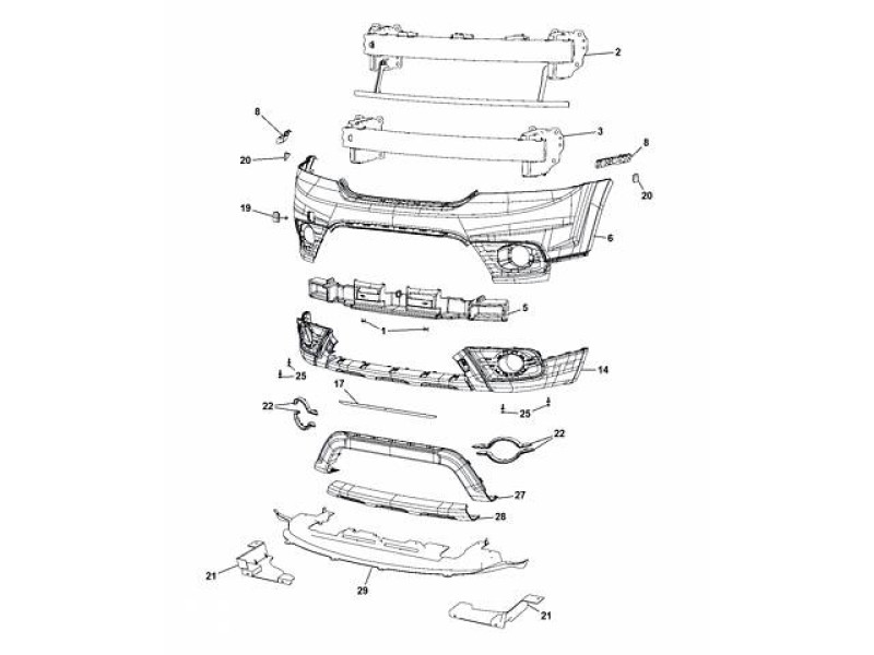 Передній бампер нижній Dodge Journey Crossroad 2014-2019 Тайвань 68223777AC
