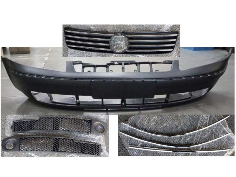 Бампер передній суцільнолитий з решітками VW Passat B5 1997-2000 Китай