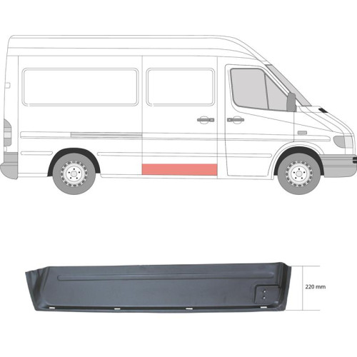 Ремчастина бокової двері права внутрішня Mercedes Sprinter W901-W903, VW LT 2 POTRYKUS 