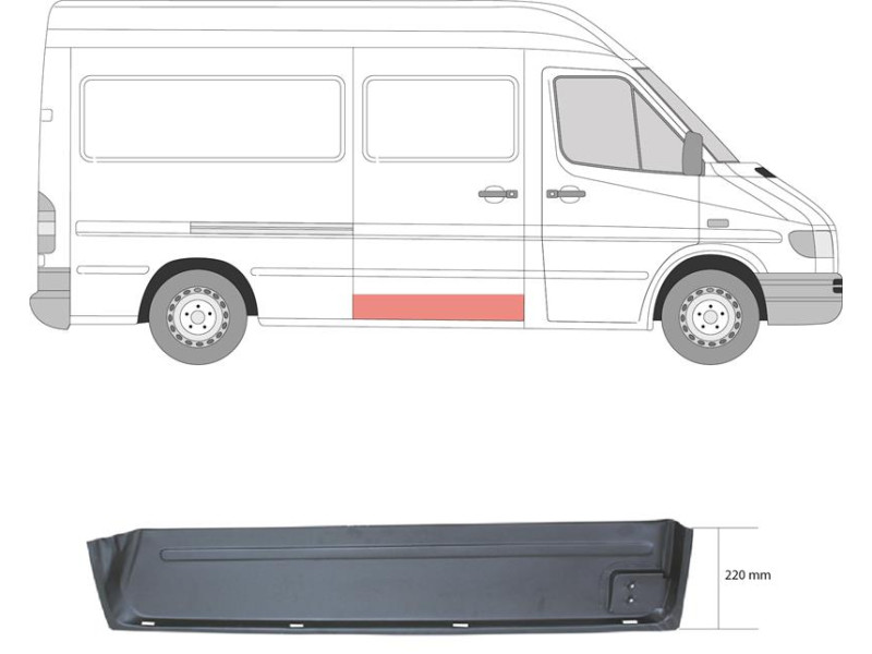 Ремчастина бокової двері права внутрішня Mercedes Sprinter W901-W903 95-06 (LKQ)