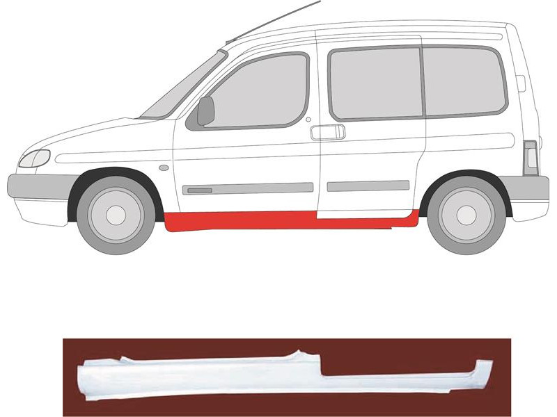 Поріг лівий Citroen Berlingo, Peugeot Partner 97-08 (Klokkerkolm) 4 двері 