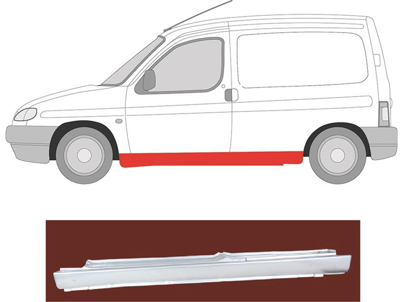 Поріг лівий для Citroen Berlingo, Peugeot Partner 97-08 (PL) без зсувних дверей
