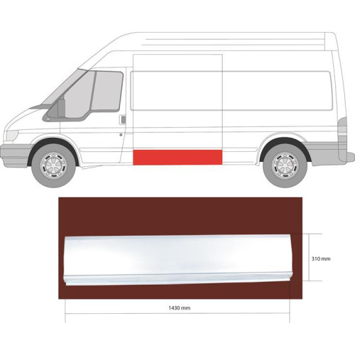 Поріг середній лівий Ford Transit 2000-2013 Klokkerholm висота 31 см, довжина 143 см