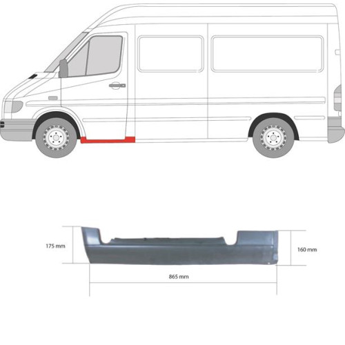 Поріг передній лівий Mercedes Sprinter W901-W903, VW LT 1 1995-2006 (PL)