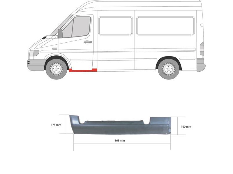 Поріг передній лівий Mercedes Sprinter W901-W903, VW LT 1 95-06 (PL)