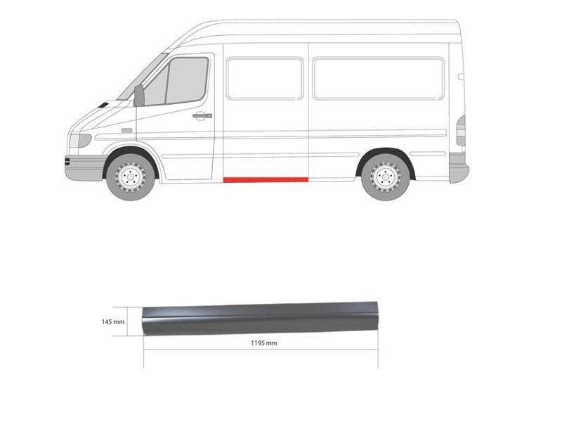 Поріг лівий Mercedes Sprinter W901-W903, VW LT 2 95-05 (Klokkerholm) 15см 118,5см