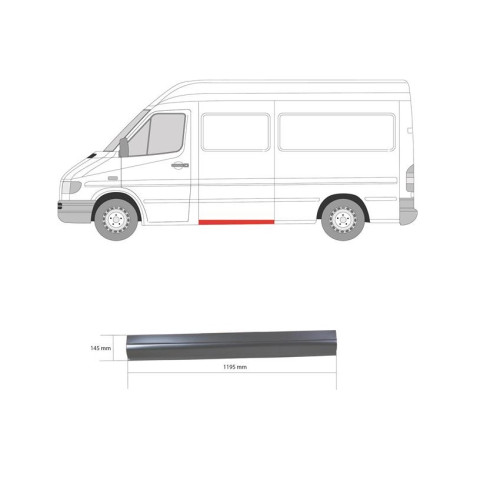 Поріг лівий середній Mercedes Sprinter W901-W903, VW LT 2 1995-2005 (PL)