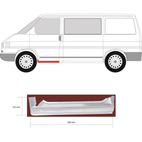 Поріг передній лівий VW Transporter T4 1990-2003 (PL)