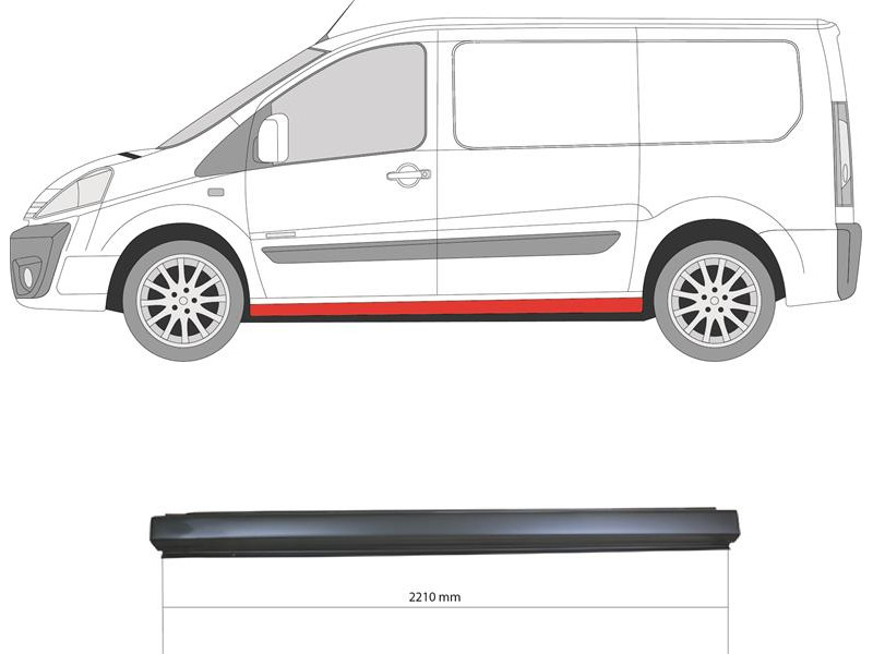Поріг лівий Peugeot Expert, Citroen Jumpy, Fiat Scudo 07-15 (KK)