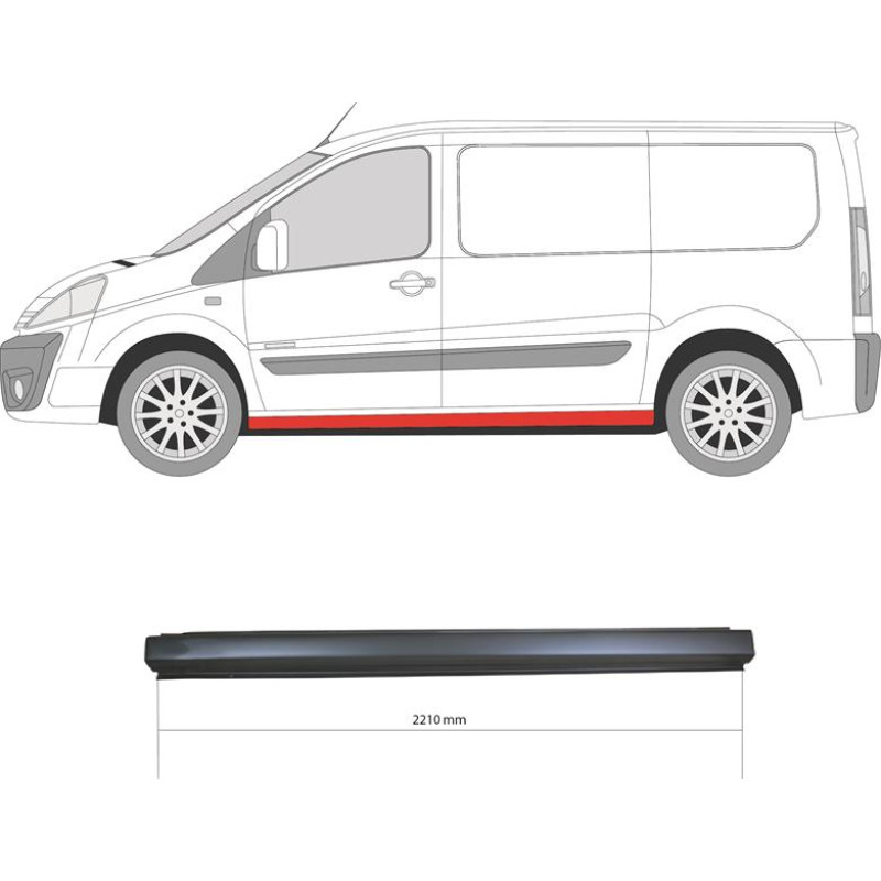 Поріг лівий Peugeot Expert, Citroen Jumpy, Fiat Scudo 07-15 (KK)