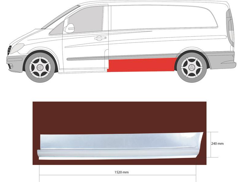 Поріг середній лівий Mercedes Vito W639 03-14 довга база (Klokkerholm)