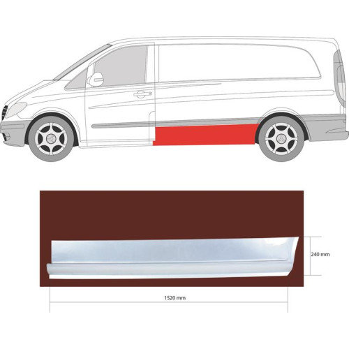 Поріг середній лівий Mercedes Vito W639 2003-2014 довга база Klokkerholm