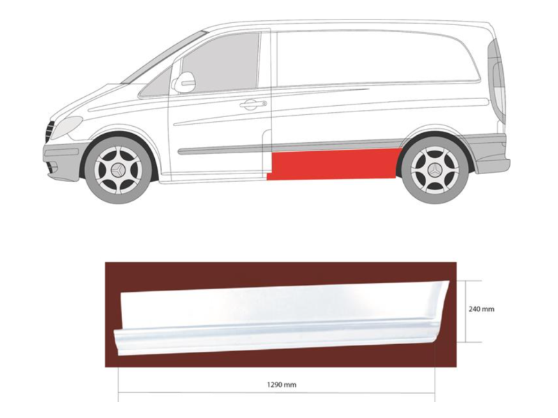 Поріг середній лівий Mercedes Vito W639 03-14 коротка база (Klokkerholm)
