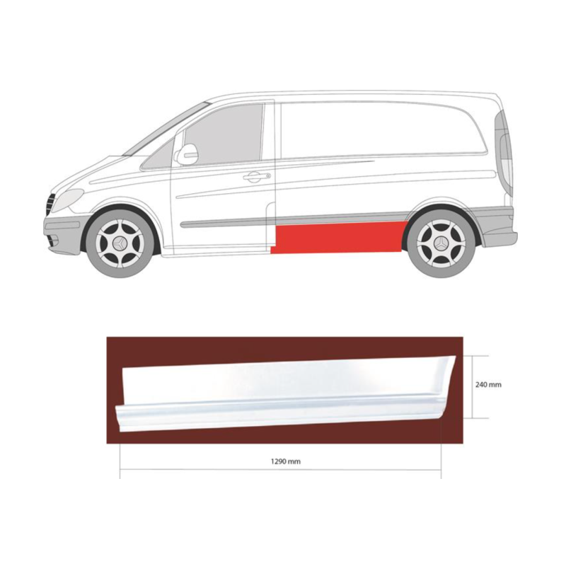 Поріг середній лівий Mercedes Vito W639 03-14 коротка база (Klokkerholm)