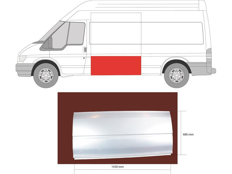 Поріг середній лівий високий Ford Transit 00-14 бочина довга, середня база (KH) 