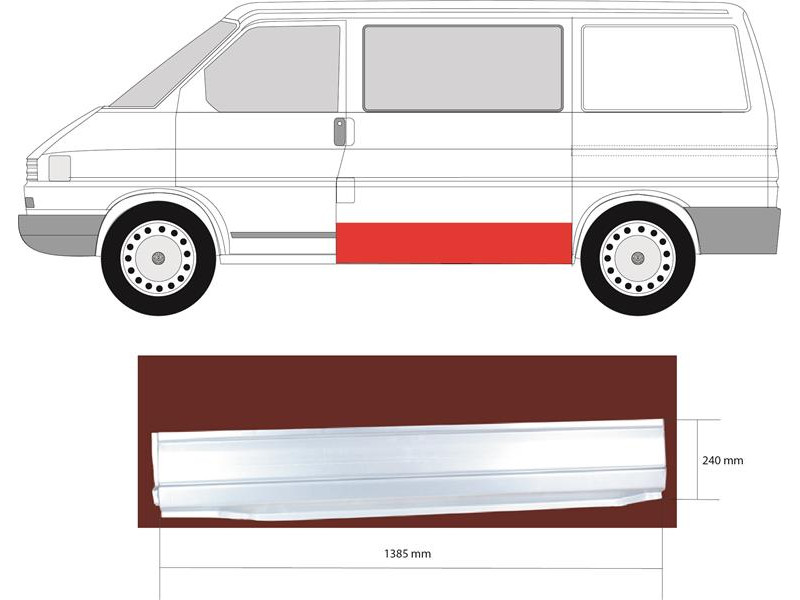 Поріг середній лівий VW Transporter T4 90-03 (PL)