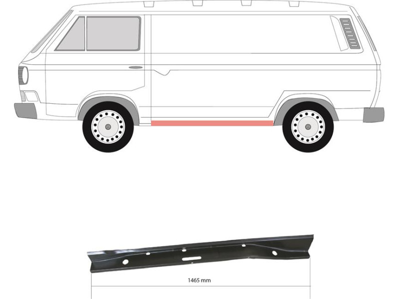 Поріг лівий внутрішній VW Transporter T3 (Klokkerholm)