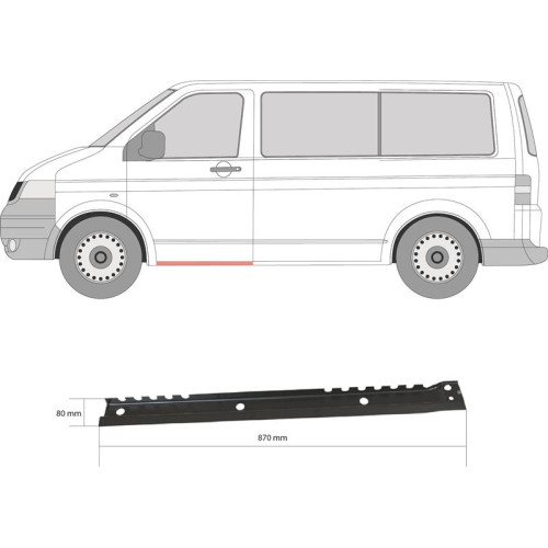 Поріг лівий внутрішній VW Transporter T5 03-15 Klokkerholm