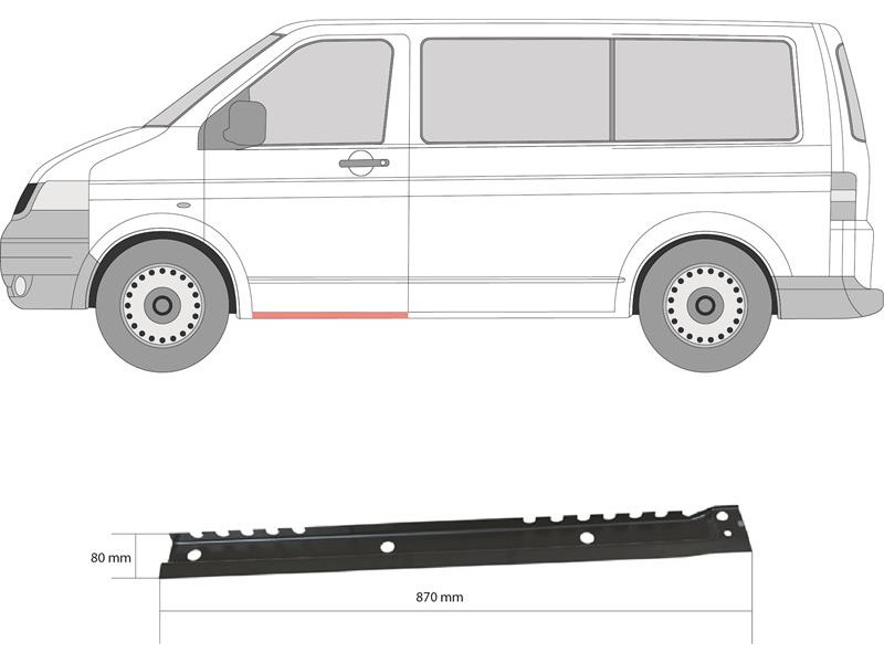 Поріг лівий внутрішній VW Transporter T5 03-15 (Klokkerholm)