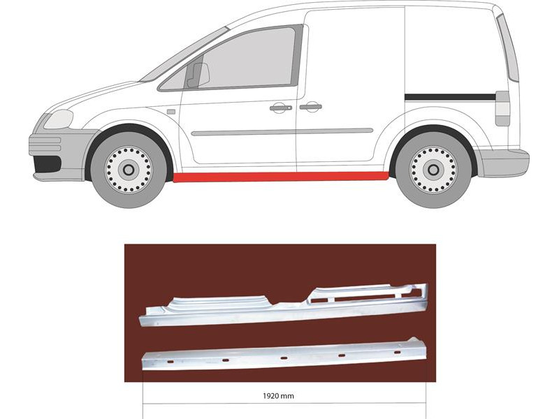 Поріг лівий VW Caddy 3 04-15 (KH) 4 двері
