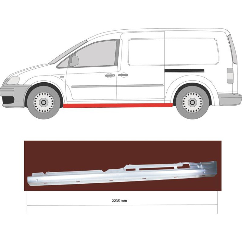 Поріг лівий VW Caddy 3 Maxi 04-15 (KH) 4 двері