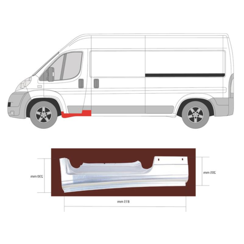 Поріг передній лівий Fiat Ducato 250, Citroen Jumper, Peugeot Boxer 06-14, 14- (KH)