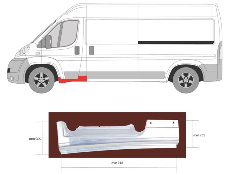 Поріг передній лівий Fiat Ducato 250, Citroen Jumper, Peugeot Boxer 06-14, 14-