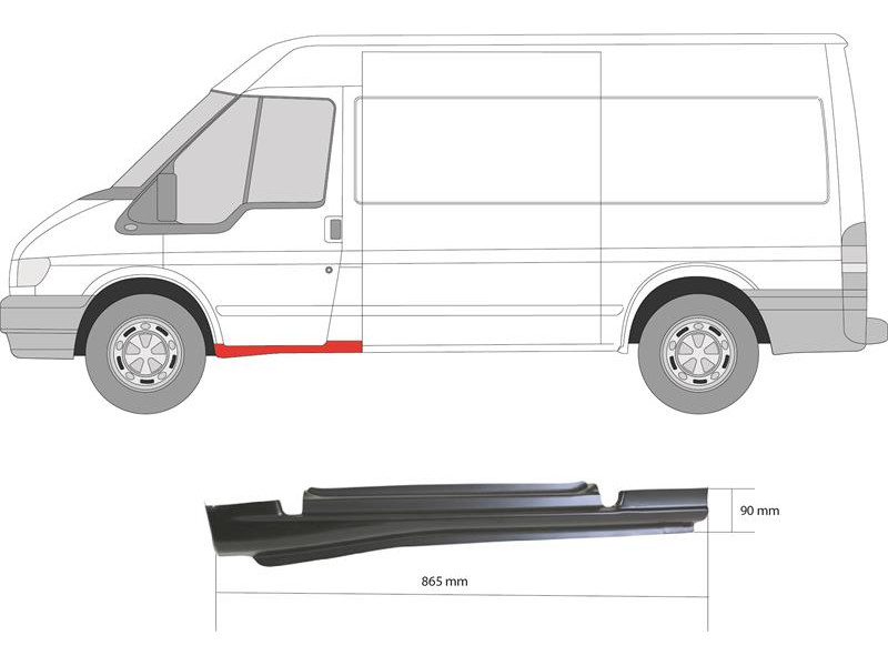 Поріг передній лівий Ford Transit 00-13 (Polcar)