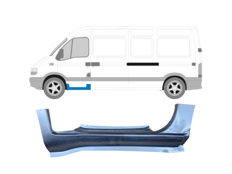 Поріг передній лівий Renault Master, Opel Movano 98-09 (KH) під дверима
