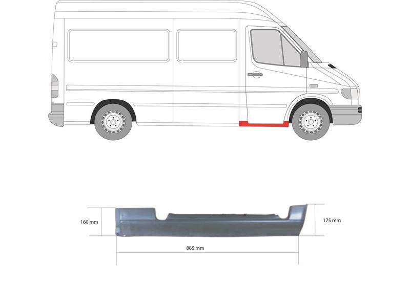 Поріг передній правий Mercedes Sprinter W901-W903, VW LT 1 95-06 (KH)